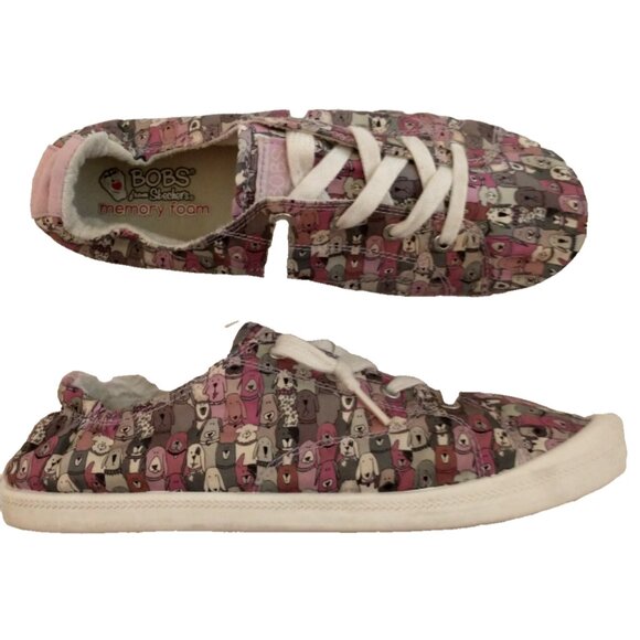 Bobs by Skechers Women's Beach Bingo Dogs Slip On Sneaker Pink Taupe - 11 Wide - Picture 1 of 9